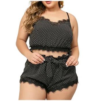 

pyjama femme sexy New Sexy Lace Lingerie Silk Underwear Sleepwear Nightdress Pajamas Satin Dot пижама сексуальная xl-xxxxl