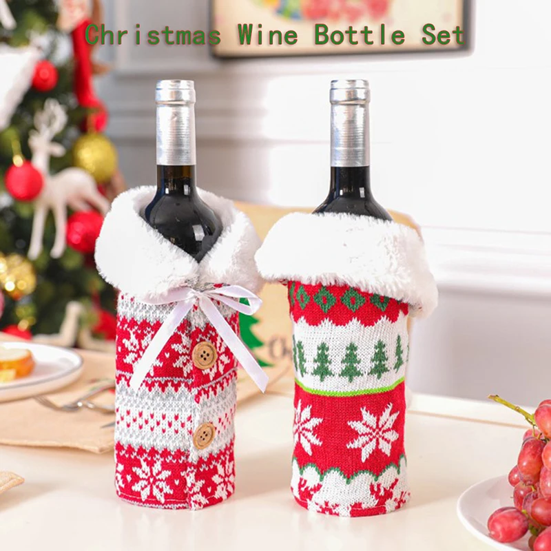 Fashion Chic Christmas Decoration Clothes Wine Set Ornament Cover Wine Bottle