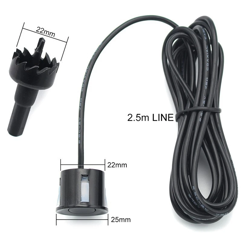 Car LED Parking Sensor Kit, Front and Rear Reverse LED Display Kit with 8 Sensors Buzzer-Radar System Kit Sound Alarm