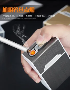 

Creative 20 cigarette case lighter USB charging integrated windproof electronic cigarette lighter
