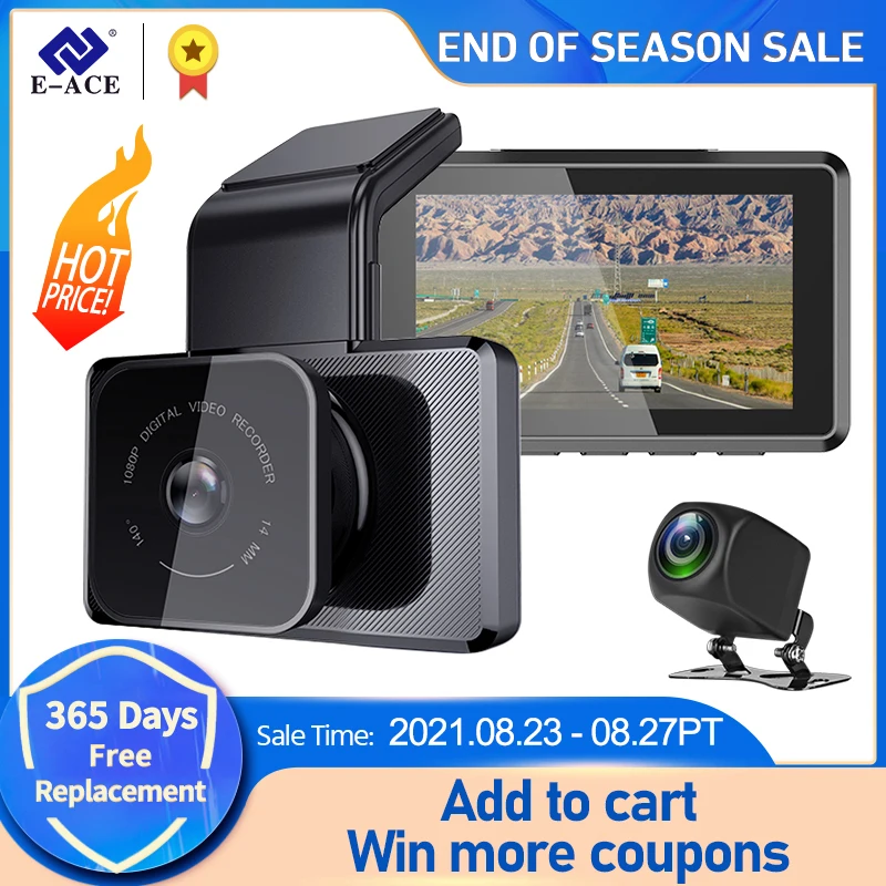 TRENDING! E-ACE B05P Car Dvr 3 Inch Mini Wifi Dash Cam FHD 1080P Dashcam With Bult in GPS Tracker Video Recorder Support Rear View Camera