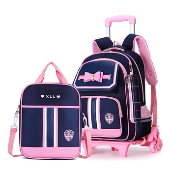 

2020 NEW Waterproof Removable Children School Bags With 2/6 Wheels Stairs Kids Trolley Schoolbag Book Bags boys girls Backpack