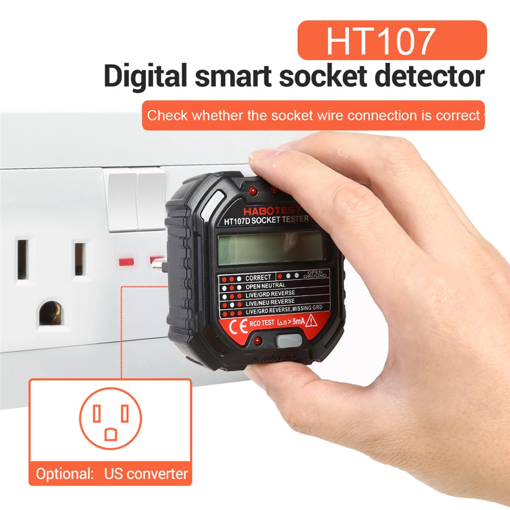 Тестер розетки HT107 детектор напряжения с дисплеем | Инструменты