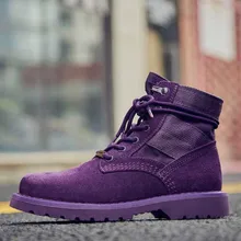 Мужские брендовые ботинки унисекс высокого качества уличная обувь ботильоны фиолетовые полуботинки в британском стиле обувь для влюбленных пар I3-18