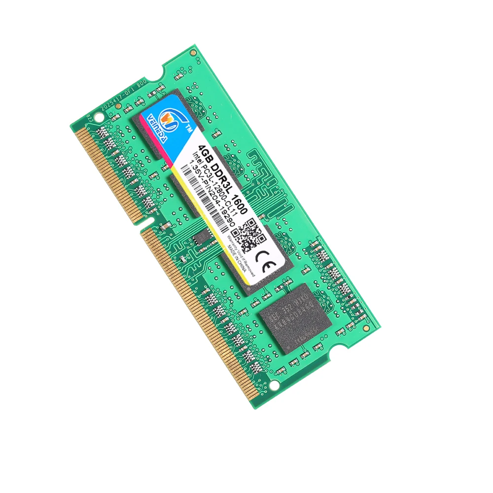 VEINEDA оперативной памяти ddr3l 4 GB ddr3L 1066 МГц для всех Intel AMD ноутбук 4 Гб ddr3L sodimm 1333 1600 МГц PC3L-12800 204pin NO-ECC