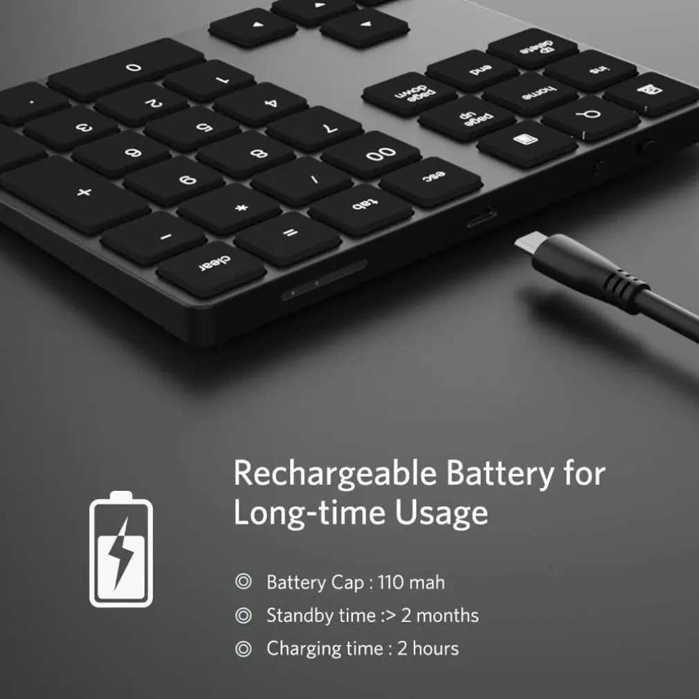 Мини BT181 Bluetooth клавиатура алюминиевая беспроводная клавиатура 34 клавиши внешняя цифровая клавиатура ярлык цифровая клавиатура для Macbook