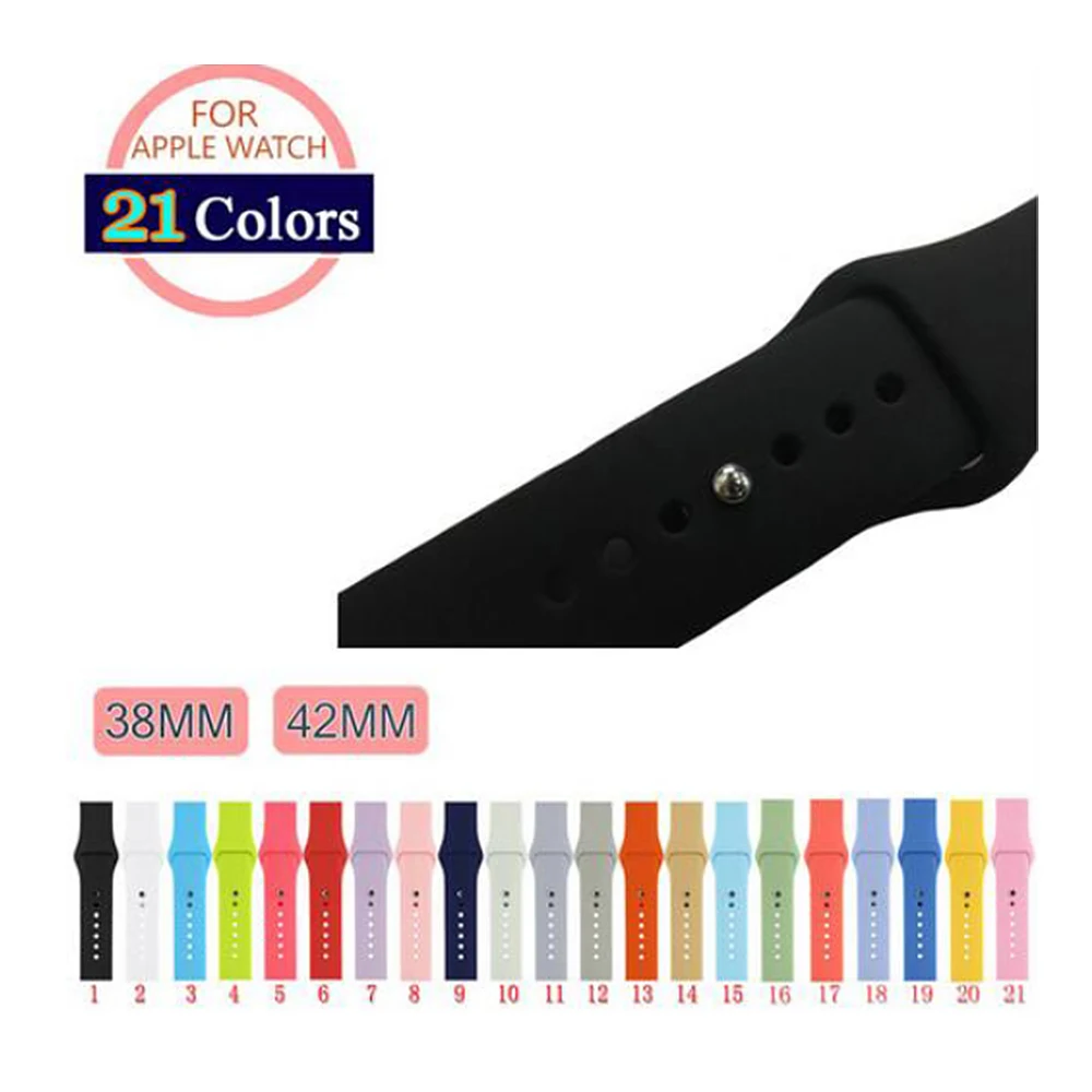 

Soft Silicone Replacement Sport Band for Apple Watch Series 1/2/3 42mm 38mm Wrist Bracelet Strap for IWatch Sports Watch