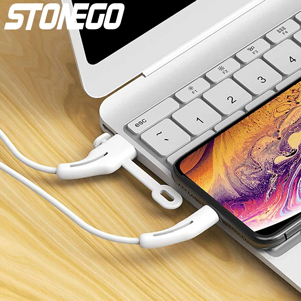 STONEGO 2 in 1 Charging Cable Protector Phones Cable holder Cover cable winder clip USB Charger Cord management cable organizer