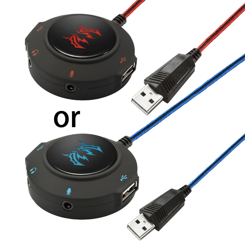 USB 2 0 Hub Sound Card External Adapter with Headphone Microphone Jack for Computer Laptop Mobile Phone