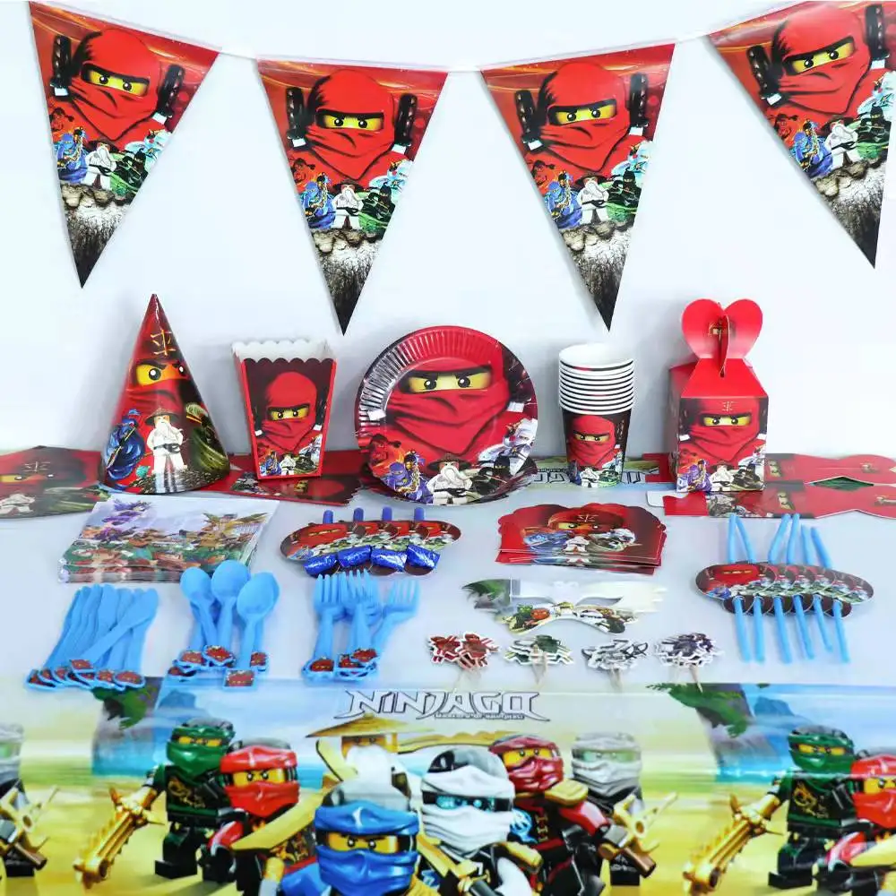 Ninja Birthday Party Decor Balloons Baby Shower Disposable Plate Cup Tableware Set Customize Background Supplies |