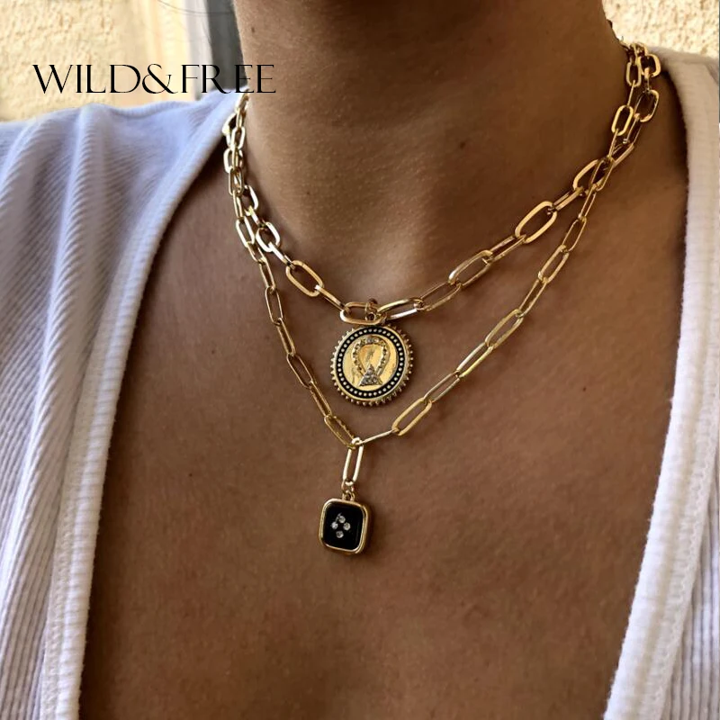 Wild& Free новая Геометрическая акриловая цепочка с кулоном для женщин модная золотая цепочка Соединенные ожерелья ошейник вечерние ювелирные изделия