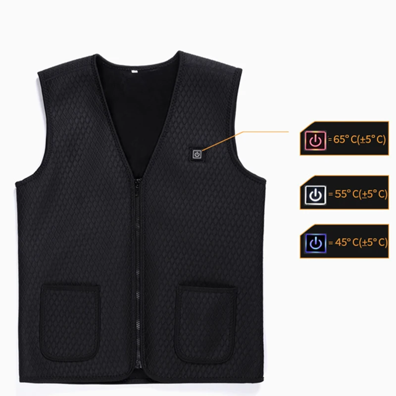 New Men Women Outdoor USB Infrared Heating Vest Jacket Winter Flexible Electric Thermal Clothing Waistcoat Fishing Hiking Warm