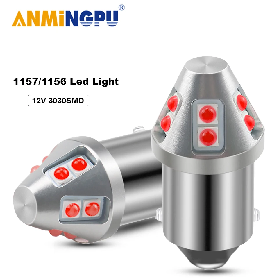 

ANMINGPU 2x Signal Lamp 3030SMD P21 5w Bay15d 1157 Led Bulb 1156 PY21W BAU15S LED BA15S P21W Turn Signal Lights Brake Lights 12V