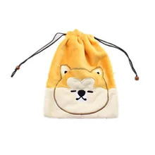 Reusable Shopping Tote Bag Drawstring Bag Cartoon Yellow Plush Soft Stuffed Animals Travel Cosmetic Bag Organizer Purse Pouch