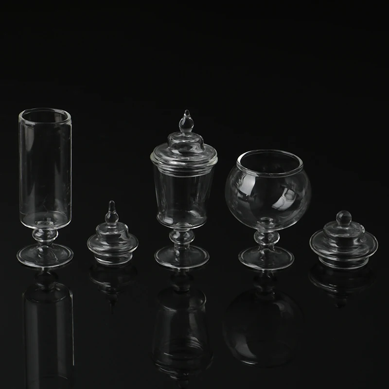 1/12 Scale Pretend Toy Dollhouse Miniature Glass Candy Jar Simulation Candy Bottle Model Toy For Home Kitchen Decor