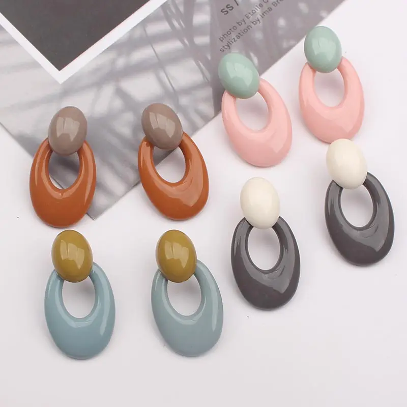 

Fashion Dangle Acrylic Earring Geometric Statement Korea Wedding Jewelry Earrings Simple Elegant Earrings for Women Circle