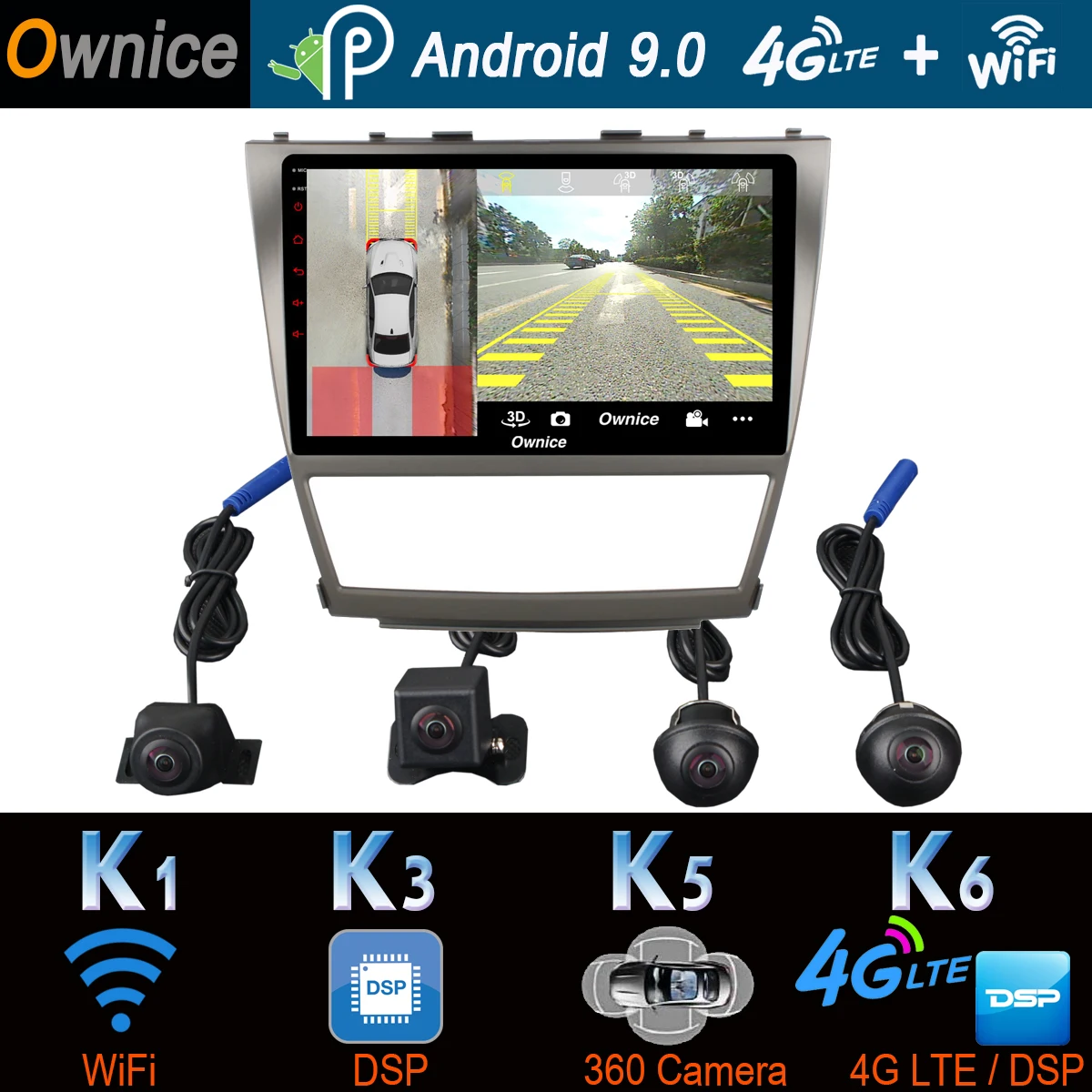 Top 360° Panoramic Android 9.0 4G+64G GPS Navigation Radio CarPlay SPDIF DSP Car Multimedia Player for Toyota Camry 2006-2011/2013 0