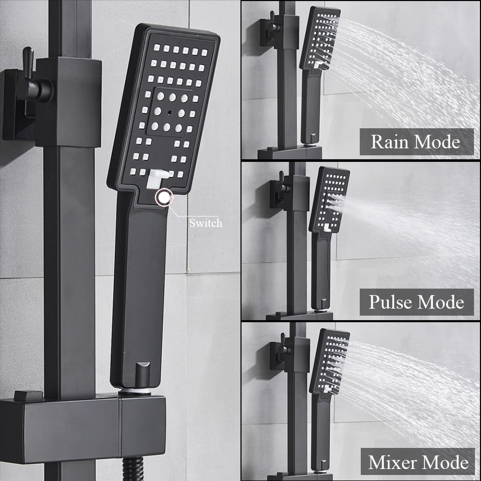 Смеситель для ванной комнаты черный дождь Душевая Головка Термостатический смеситель для ванны настенный смеситель для ванной душ смеситель для душа душевой набор