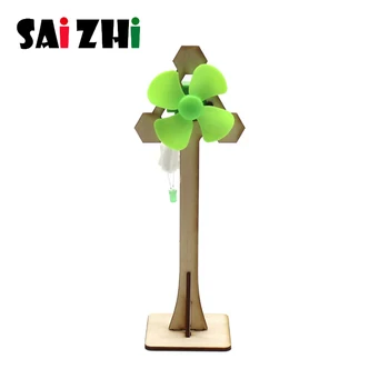 

Saizhi Diy Wind Power Green LED Blowing Generator Windmill Toys Kits DIY Physical Experiments Kids Physics Educational Toys Gift