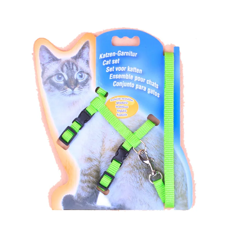 Шлейка для кошки кошек поводок Регулируемый из искусственной кожи кота тягового котенка Холтер ошейник кошки продукты для домашних животных привязного ремня 12 цвета