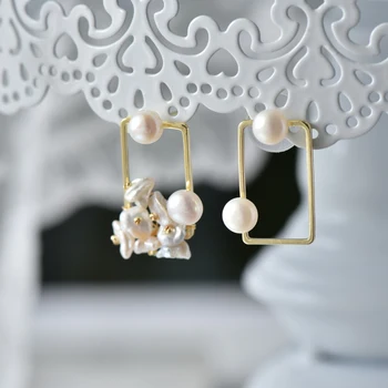 

100% Genuine Pearl Stud Earrings Baroque Freshwater Pearl Earrings For Women Fine Jewelry Birthday Gift