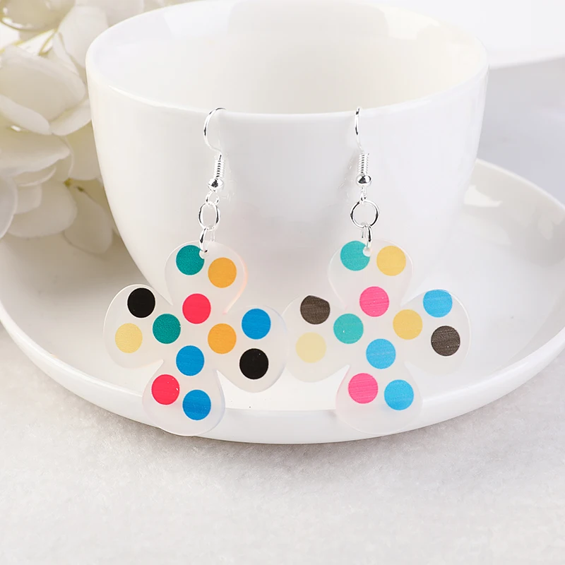 

1pair Many Styles Cute Acrylic Candy Dots Heart Earrings Colorful flower Drop Earring For Kids Gifts