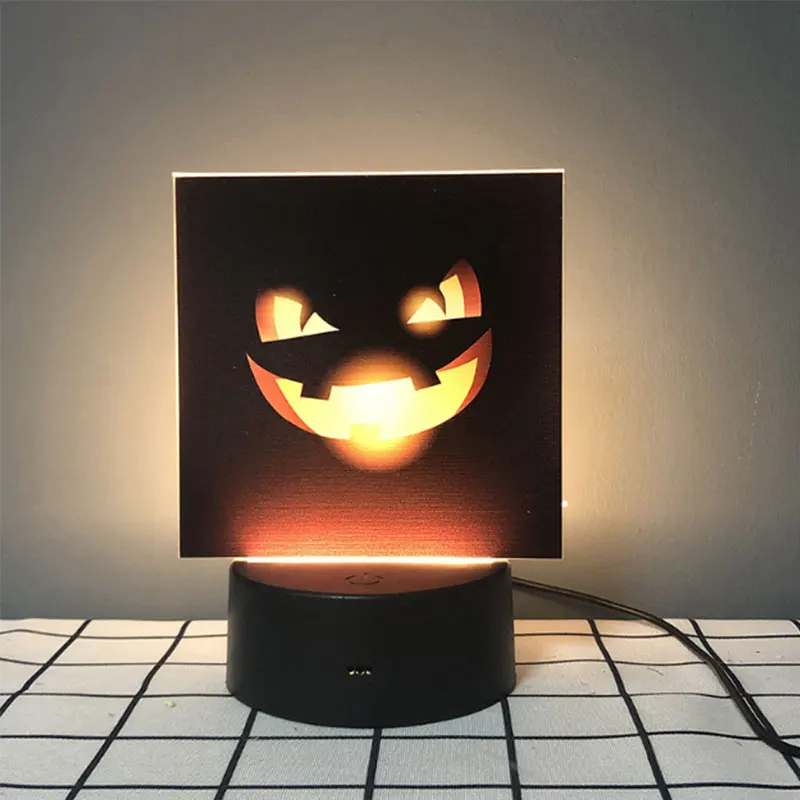 Хэллоуин декоративная лампа светодиодный 3d ночник для детская Ночная лампа сенсорный 3 цвета ведьма летучая мышь Тыква светодиодный светильник для Хэллоуина - Испускаемый цвет: B