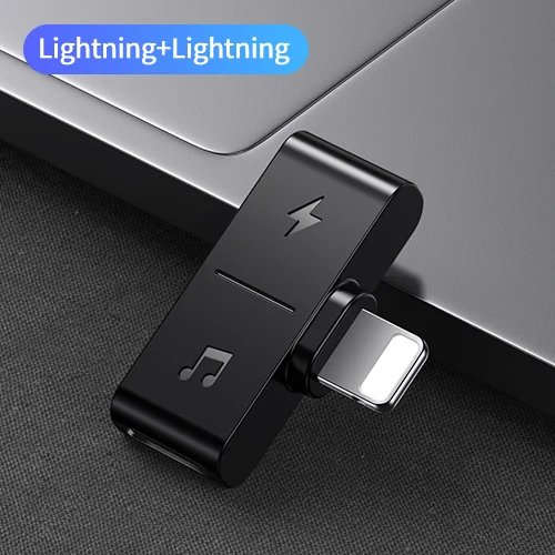 USAMS двойной адаптер Lightning разъем для наушников, чтобы 3,5 мм освещение до 3,5 мм адаптер для зарядного USB кабель для передачи данных для iPhone X, 8, 6, 7, адаптер для использования на ходу - Цвет: Dual Lighting