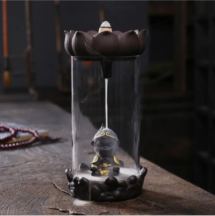

Monkey King Ceramic Smoke Backflow Incense Burner Censer Holder Home Office Car Decoration Crafts Aromatherapy Stove
