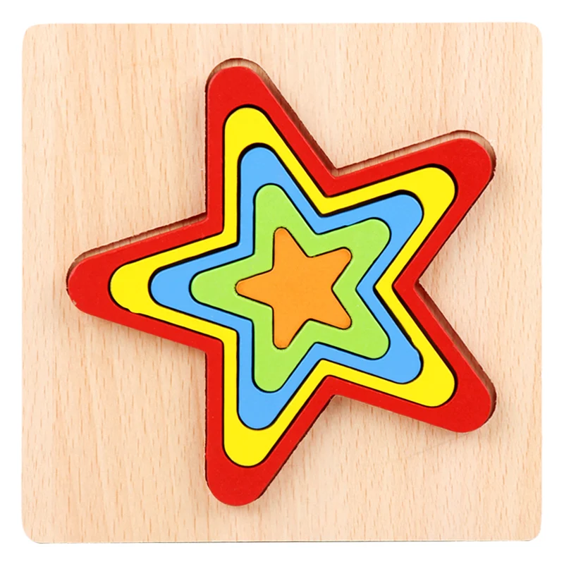 Деревянные игрушки геометрический Форма царапают Пазлы montessori детские развивающие игрушки геометрический Цвета познания деревянная 3D головоломка подарки - Цвет: ZMP092-05