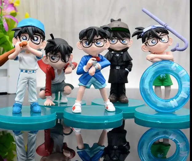5Pcs Q Version Japanese Classic Anime Figure Detective Conan Action Figure Modello Da Collezione Giocattoli Per Ragazzi