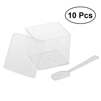 

10 Sets 120ML Mini Dessert Cups Appetizer Bowls and Spoons Small Catering Supplies Tasting Glasses Parfait Tumblers for Cake Sho