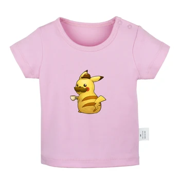 

Cartoon Pokemon Cute British Gentleman Cheers Pikachu Newborn Baby T-shirts Toddler Graphic Solid Color Short Sleeve Tee Tops
