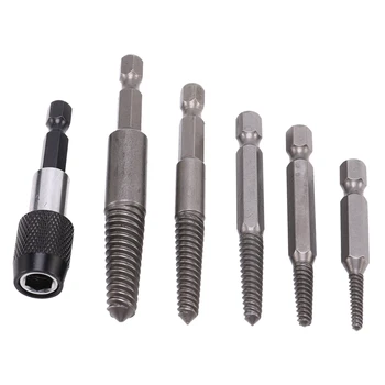 

6Pcs/Lot Bolt Remover Screw Extractor HSS Screw Remover Drill Bits With Hex Shank and Spanner for Broken / Damaged Bolt Stud