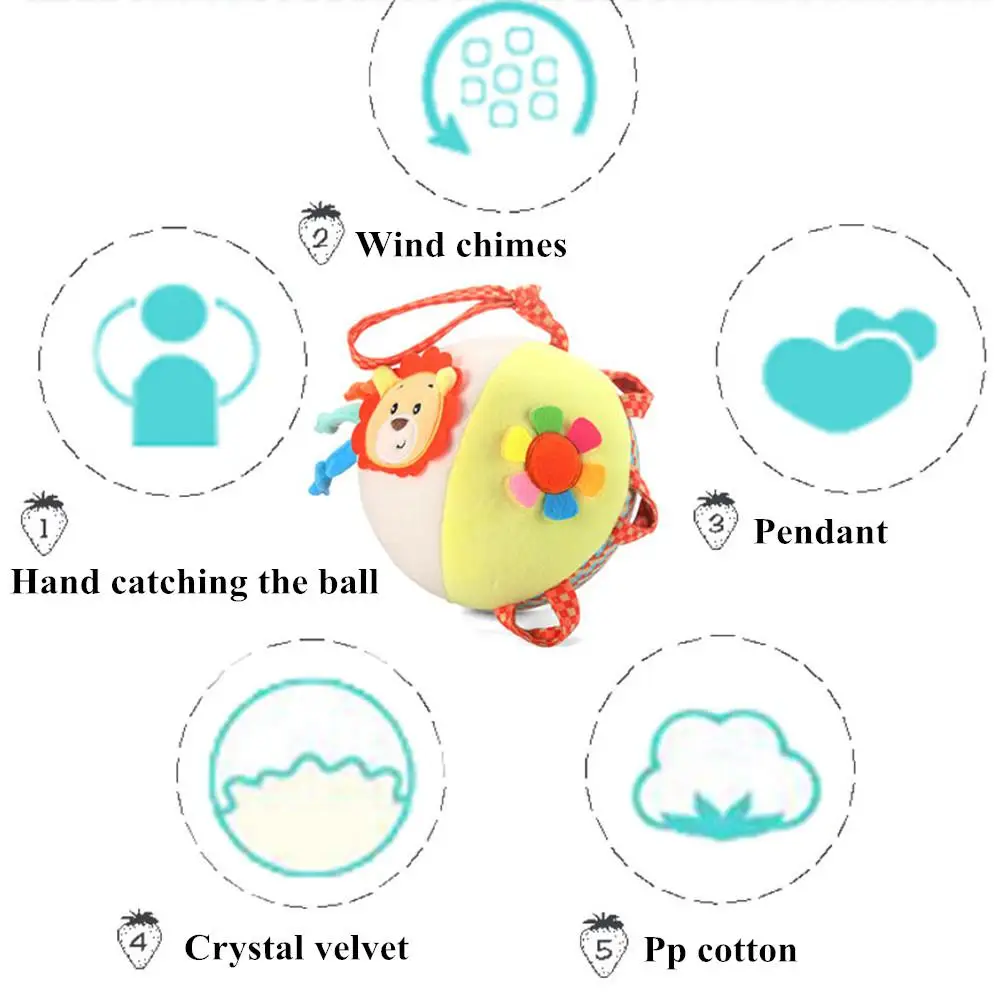 Kuulee Baby Wind Chime Мультфильм Рука ловля мяча плюшевая погремушка украшение для кровати для утешения и тренировки ребенка мультфильм мяч