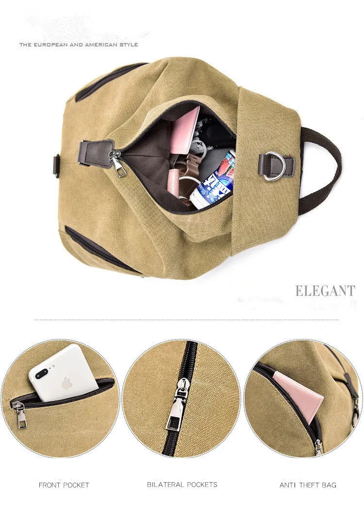 Female Vintage Canvas Backpack Women Casual Bag Anti-theft School Bags For Teenage Girls Women's Small Travel Retro Backpacks