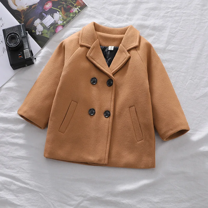 2-7Years Infant Kids Baby Boys Outerwear Coats Solid Wool Blends Spring Autumn Jacket Long Sleeve Fashion Children Clothing - 5