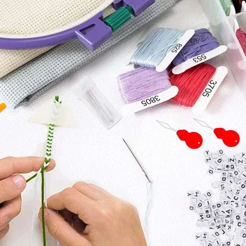 

Friendship Bracelet String, 100 Colors Embroidery Floss Cross Stitch Thread Supplies Kit with 39 Pcs Cross Stitch Tool and 400 B