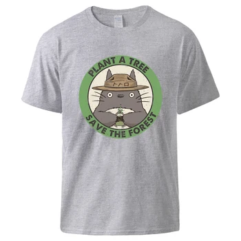 

Japan Anime Tonari No Totoro Tshirts Man Plant A Tree Save The Forest Summer Cotton T shirts Tee 2020 Man Short Sleeve Tops Tee