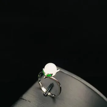 

Boutique Jewelry 925 Sterling Silver Hetian White Jade Gemstones Fox shape Ring