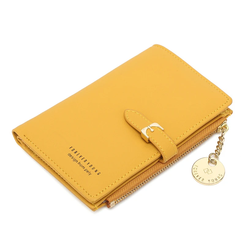

NEW Women Short Bifold Wallet 2019 Fashion Female Wallets Ladies Small Purse With Zipper Pocket For Card Money Coin Yellow