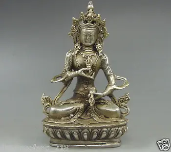 

Elaborate Chinese Collectible Decorated Old Tibetan Silver Buddhism Vajrasattva Dorje Buddha Statue