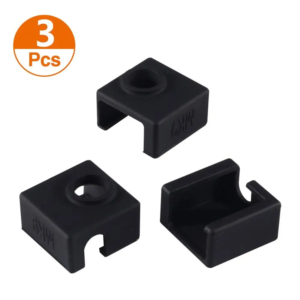 

3D Printer Heater Block Silicone Cover MK7 MK8 MK9 Hotend for Creality CR-10,10S, S4, S5, Ender 3, Anet A8, 3 Pcs