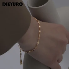 DIEYURO 316L Stainless Steel Sparkling Glitter Metal Bracelet For Women 2021 New Fashion Exquisite Hand Jewelry Christmas Gift