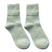 Женские носки, Осень-зима, теплые толстые шерстяные мягкие носки, женские однотонные повседневные носки, милые женские носки для девочек зеленого цвета