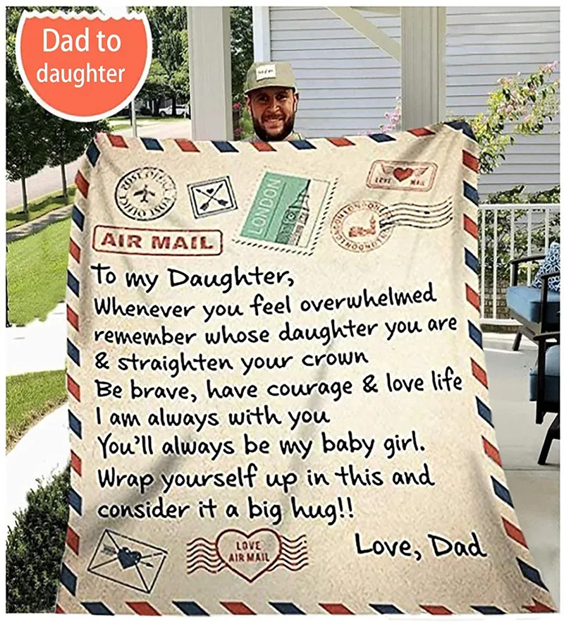 

Throw Blanket Express Love TO Our Daughter Letter Blanket 3D Print Sherpa Blanket on Bed Home Textiles Blanket Best Gift 01