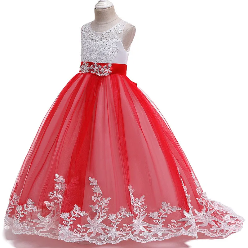 PLBBFZ Summer White Kids Clothes Girls Bridesmaid Dress Children Pageant Party Wedding Princess Evening Formal 10 12 Y Vestidos