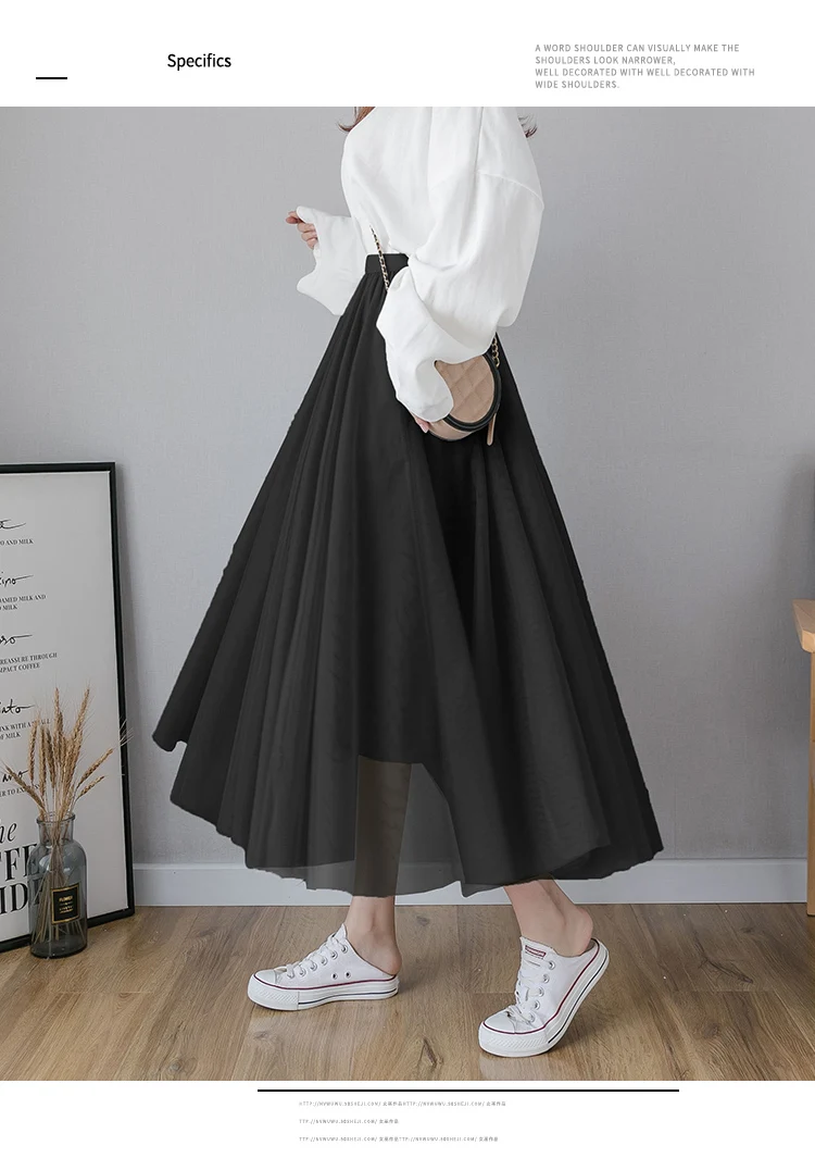 Yarn skirt half-length skirt female spring and autumn mid-length style 2020 new mesh pleated skirt super fairy forest autumn wrap skirt