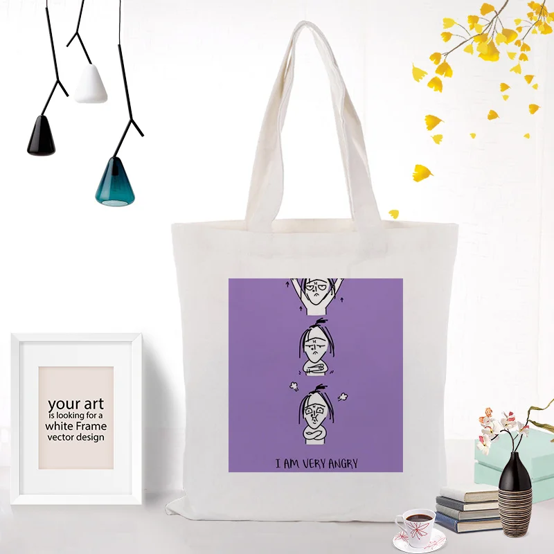 Фиолетовая серия сумки вместительная сумка для покупок сумка на заказ Печать текстовый логотип DIY ежедневное использование эко