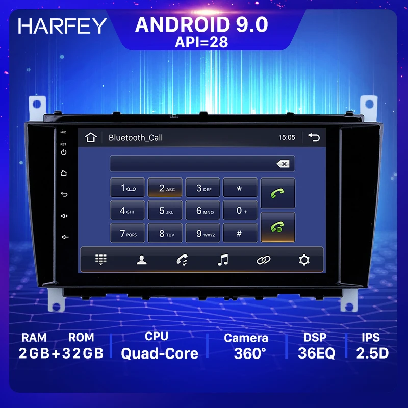 Harfey Android 9 0 GPS автомобильный радиоприемник 8 ''для Mercedes Benz C Class C55 / CLC W203 /CLK W209 /CLS